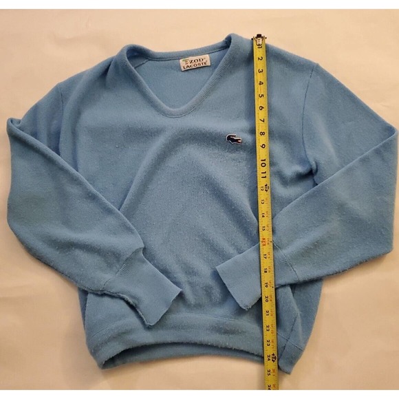 60s/ 70s Vintage Sky Powder Blue Lacoste/Izod Cardigan Men’s Size Med-Large - Picture 4 of 6